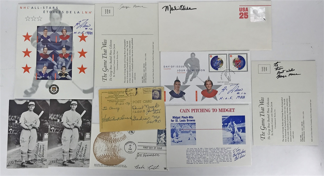 Misc Sports Greats Signed Lot of Ten (10) Items w/ Burke, Cain, Leonard & Others!