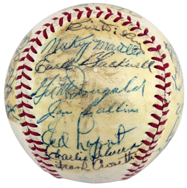 1952 New York Yankees (World Series Champs) Team Signed Baseball w/ 30 Signatures Inc. Mantle, Berra, Stengel, etc. (Beckett/BAS)