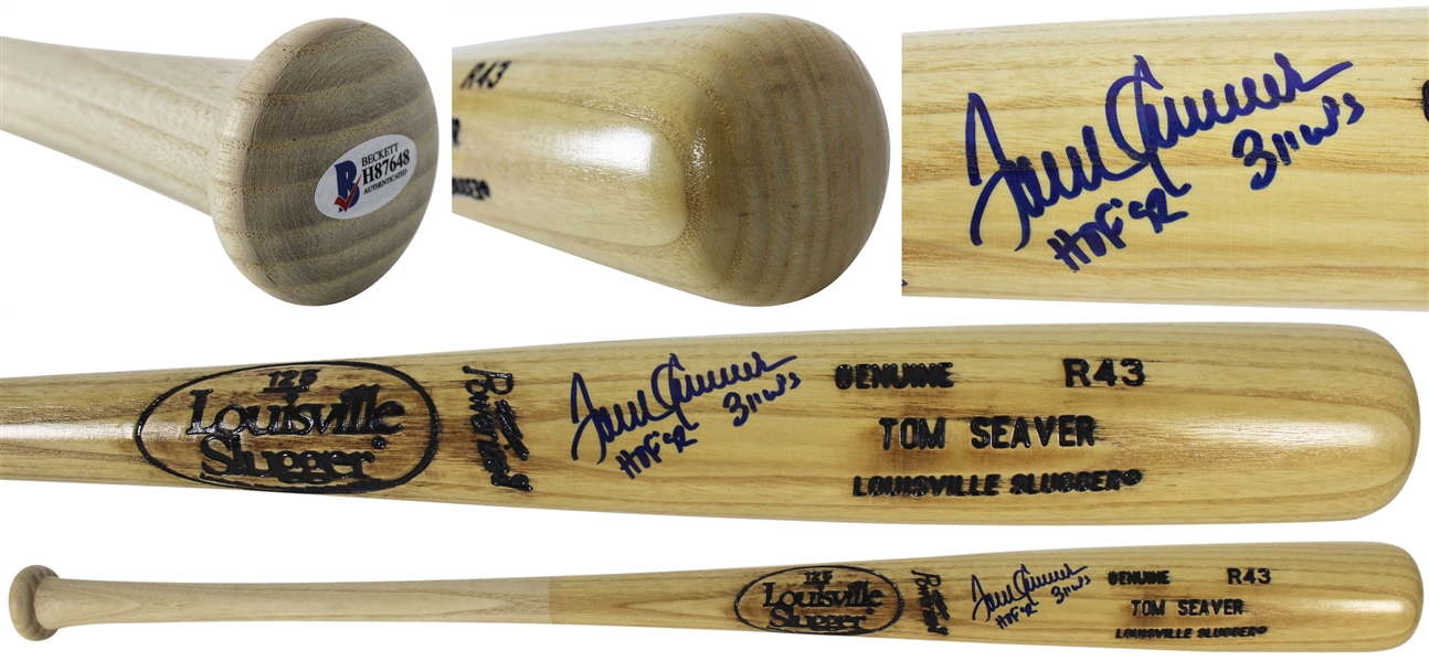 Tom Seaver Signed & Inscribed Louisville Slugger R43 Model Baseball Bat (Beckett/BAS)