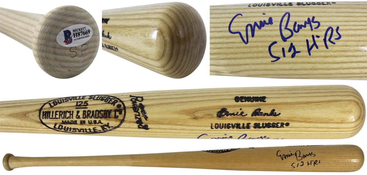 Ernie Banks Signed & Inscribed Hillerich & Bradsby Baseball Bat (Beckett/BAS)