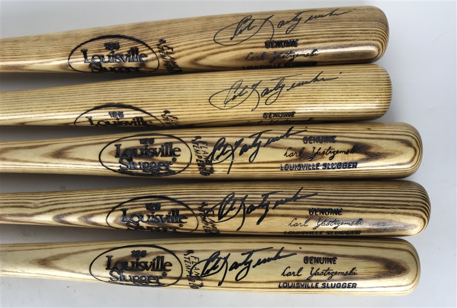 Carl Yastrzemski Lot of Five Single Signed Baseball Bats (Beckett/BAS)