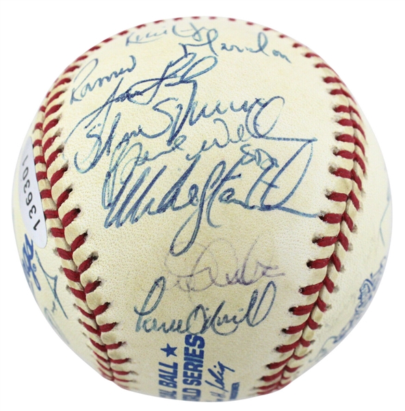 1999 NY Yankees Team Signed OAL World Series Baseball w/ Jeter, Rivera & Others! (Beckett/BAS)