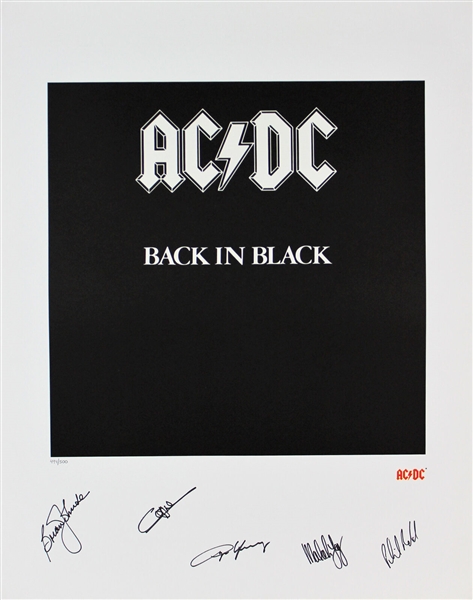 AC/DC Group Signed Limited Edition "Back in Black" Lithograph w/ All Five Members! (BAS/Beckett)