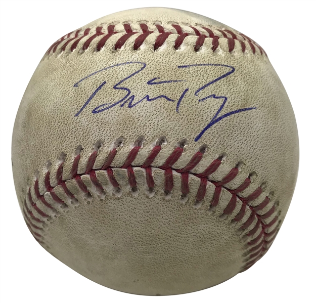 Buster Posey Signed & Game Used 2018 OML Baseball Hit for a Single by Posey! (PSA/DNA & MLB)