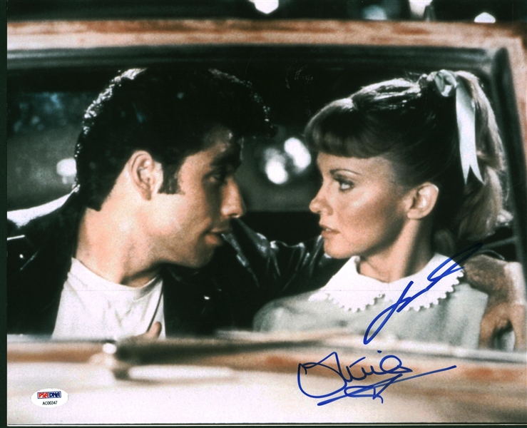 Grease: John Travolta & Olivia Newton-John Dual Signed 11" x 14" Color Photo (PSA/DNA)
