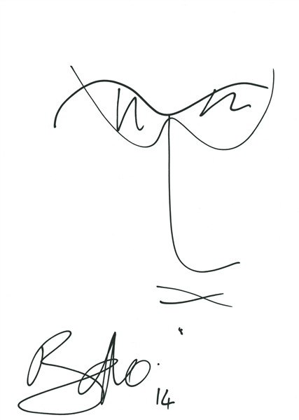 Bono Near-Mint Signed & Self Sketched 8.5" x 12" Album Page (REAL/Epperson)