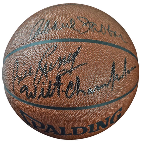 Dominant Centers: Kareem Abdul-Jabbar, Wilt Chamberlain & Bill Russell Signed Spalding NBA Basketball (Beckett/BAS)
