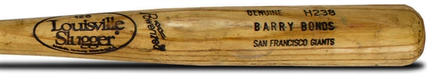 Barry Bonds Rare & Desirable 1993-97 Game Used Lousville Slugger H238 Model Baseball Bat (MEARS Graded A10)