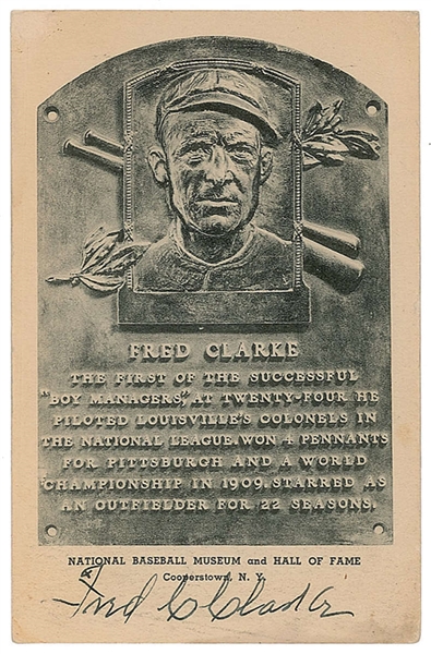 Fred Clarke Rare Signed Hall of Fame Plaque Card (Beckett/BAS)