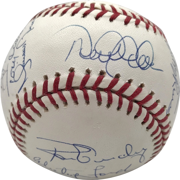 100 Years of Yankees Multi-Signed OML Baseball w/ Jeter, Berra, Rivera & Others (MLB & Steiner)