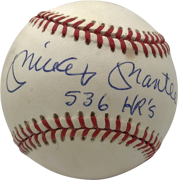 Mickey Mantle Superbly Signed OAL Baseball w/ "536 HRs" Inscription! (PSA/DNA)