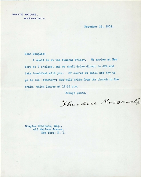 Theodore Roosevelt Stunning Signed 1903 Presidential Letter, One of the Finest to Surface! (Beckett/BAS)