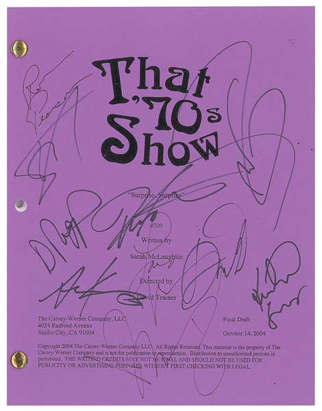 That 70s Show Cast Signed 8" x 10" Original On-Set Script w/ Kutcher, Kunis, Reiner & Others! (Beckett/BAS)
