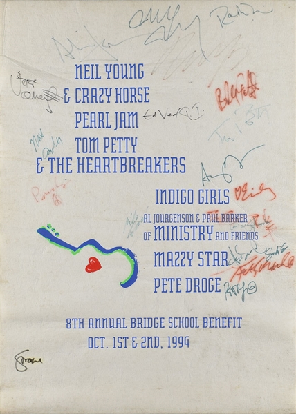 Music Legends Group Signed c. 1994 Felt Poster w/ Petty, Vedder, Neil Young & Others! (JSA)