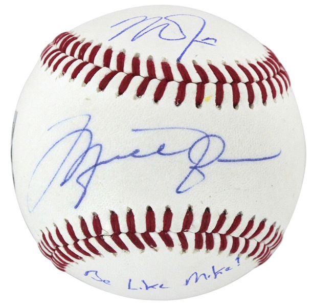 Michael Jordan & Mike Trout Rare Dual-Signed Wilson Baseball w/ "Be Like Mike!" Inscription (UDA & MLB)