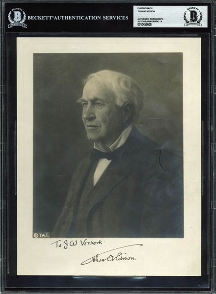 Thomas Edison SUPERB Signed Vintage 7.5" x 9.5" Photo (Beckett/BAS Graded MINT 9)