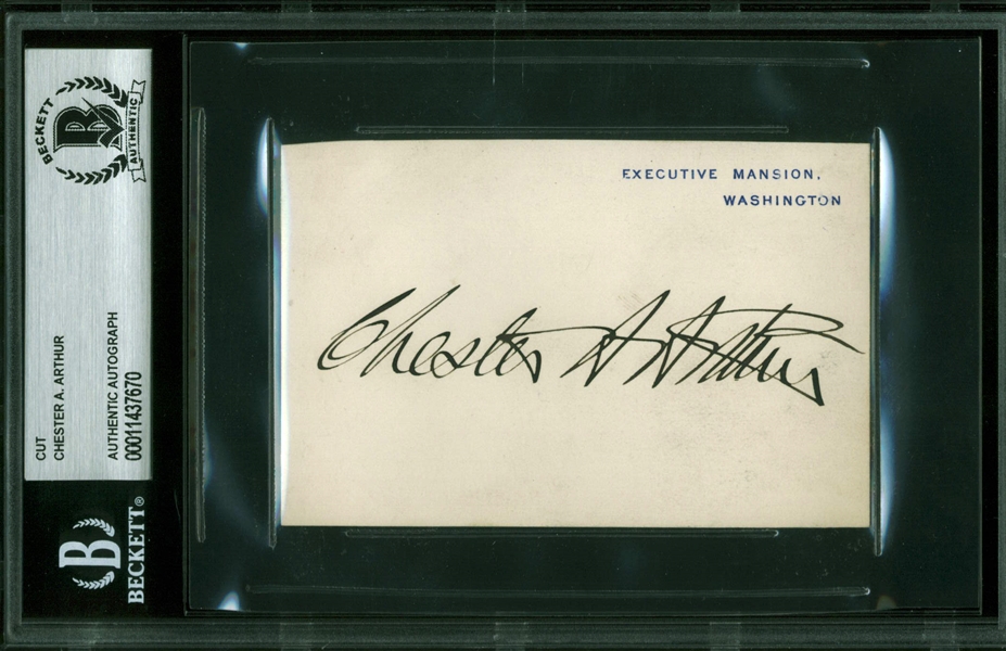 President Chester A. Arthur Superbly Signed Executive Mansion Card (Beckett/BAS Encapsulated)
