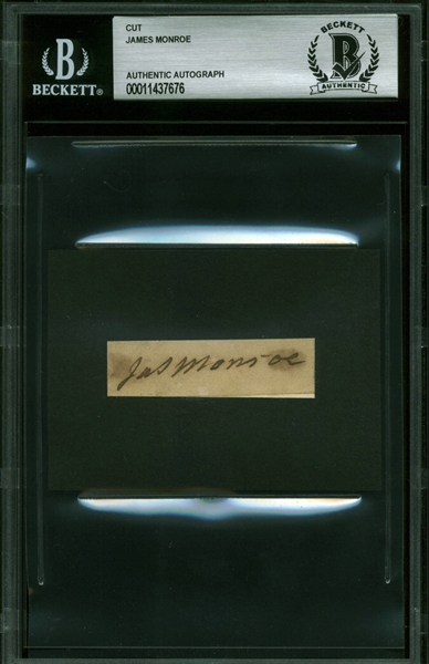 President James Monroe Signed Document Segment (Beckett/BAS Encapsulated)