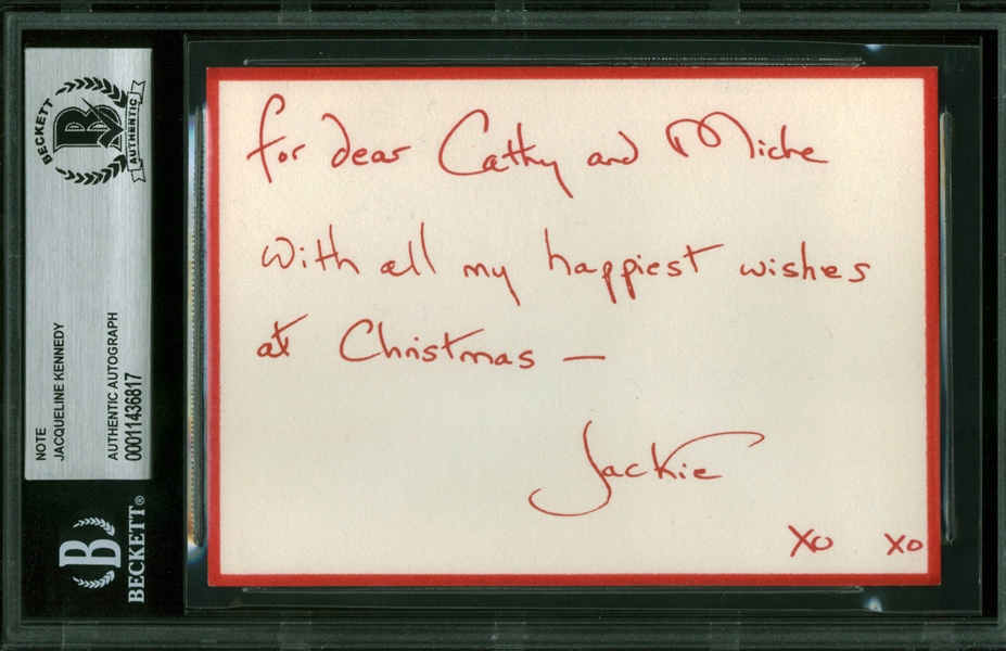Jacqueline Kennedy Rare Handwritten & Signed Christmas Note (Beckett/BAS Encapsulated)