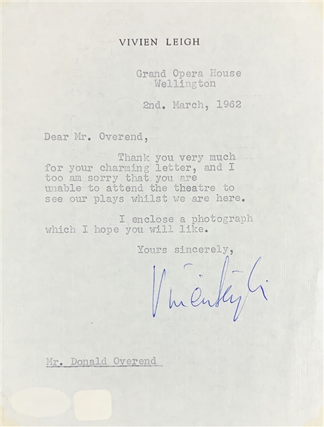 Vivien Leigh Signed 1962 Letter on Personal Letterhead (PSA/DNA)