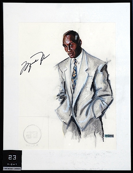 Michael Jordan Signed One-of-a-Kind Bigsby & Kruthers Framed Sketch Used for 23 Night and Day Clothing Line & Display in Jordans Chicago Restaurant! (UDA)