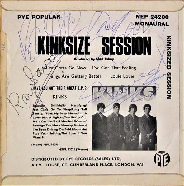 The Kinks Early Group Signed "Kinksize Session" 7-inch Record Album (REAL/Epperson)