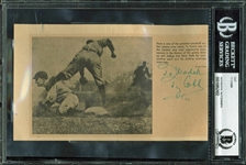 Ty Cobb Signed 4" x 7" Charles Conlon Newspaper Photograph (BAS/Beckett Encapsulated)
