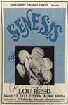 Genesis: Phil Collins & Lou Reed Rare Dual Signed Original 12" x 17" 1973 Concert Poster (Beckett/BAS)