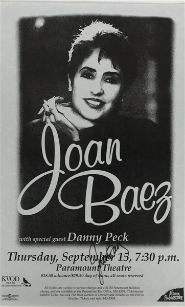 Joan Baez Signed Original 11" x 17" Concert Poster (Beckett/BAS)