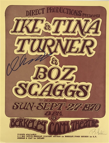 Ike Turner Signed Original 11" x 15" 1970 Original Concert Poster :: Also Signed by Artist Randy Tuten! (Beckett/BAS)