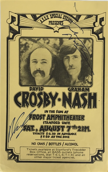 David Crosby & Graham Nash Signed 11" x 17" Original Poster (Beckett/BAS)