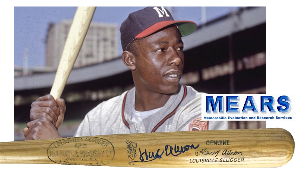 Hank Aaron Game Used & Signed 1955-57 R43 Baseball Bat (MEARS A-7)