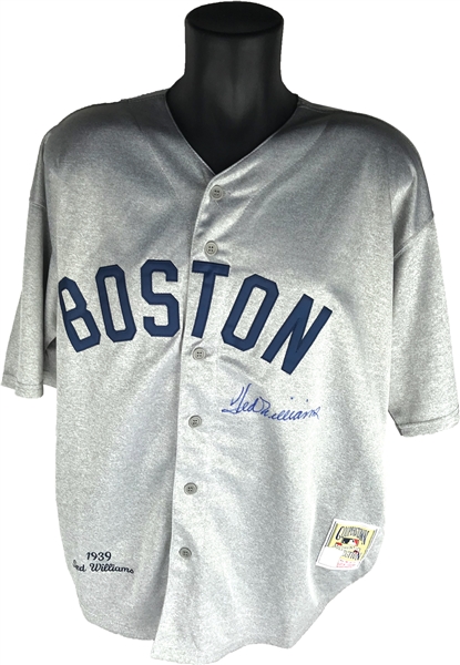 Ted Williams Signed Boston Red Sox Mitchell & Ness Vintage Model Jersey (Beckett/BAS)