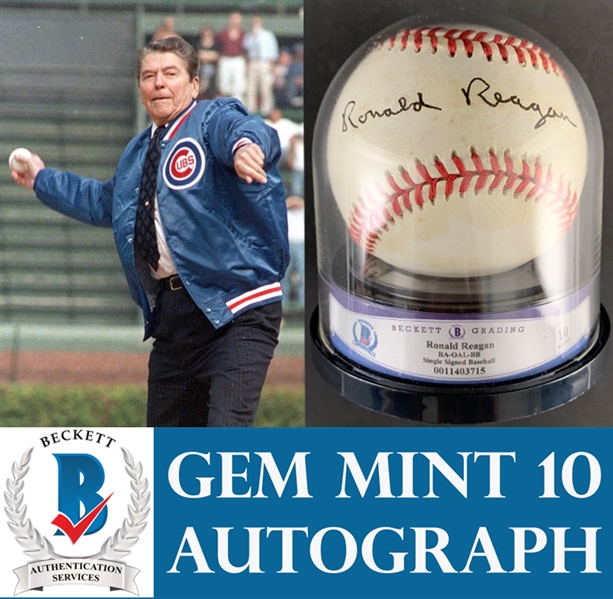 Ronald Reagan Superbly Signed OAL Baseball (Beckett/BAS GEM MINT 10)