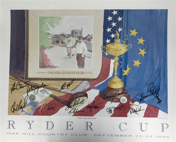 1995 Ryder Cup Signed 22" x 30" Poster w/ Mickelson, Love & Others (Beckett/BAS Guaranteed)