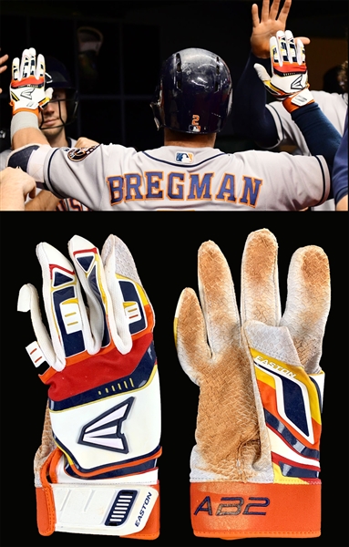 2018 Alex Bregman Game Used Houston Astros Batting Gloves :: Style Matched to June 2018 Games (Iconic LOA)