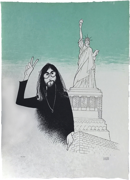 Al Hirschfeld Signed "John Lennon, Peace & Liberty" Limited Edition 16" x 22.5" Lithograph (Beckett/BAS Guaranteed)