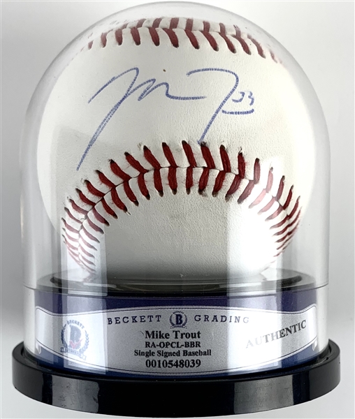 Mike Trout Signed Rookie Era PCL Minor League Baseball with Superb Autograph (Beckett/BAS Encapsulated)