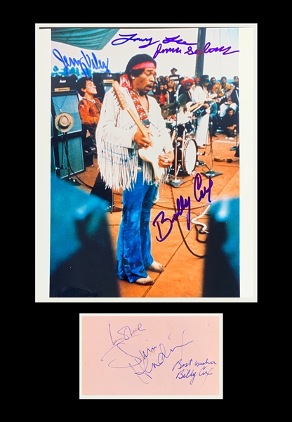 Jimi Hendrix & The Band of Gypsys Signed Matted Display with Cut & Photo (Beckett/BAS)