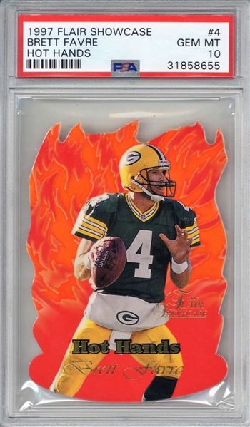 Brett Favre 1997 Flair Showcase Hot Hands # 4 Card - PSA Graded GEM MINT 10!