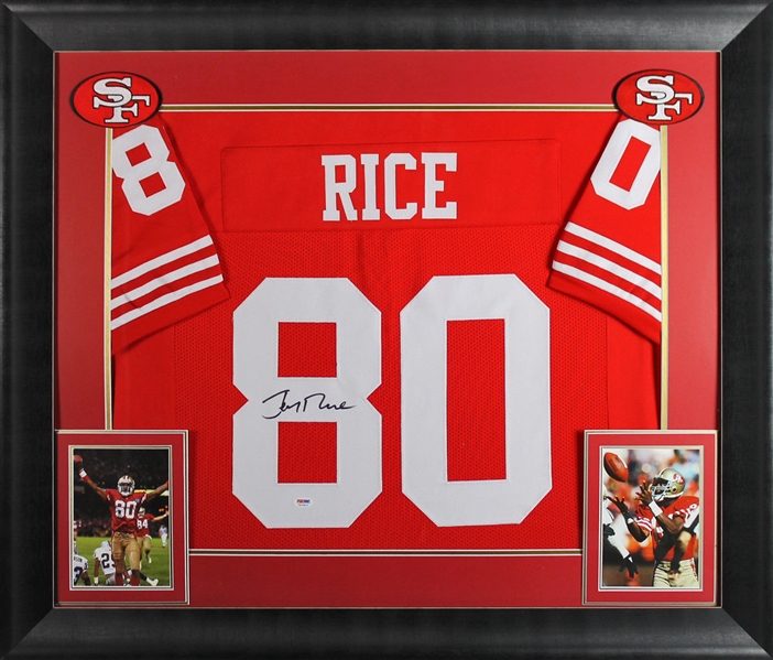 Jerry Rice Signed 49ers Jersey in Custom Framed Display (PSA/DNA)
