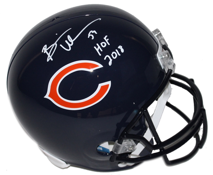 Brian Urlacher Signed Full Size Bears Helmet w/ "HOF 2018" Inscription (Beckett/BAS)