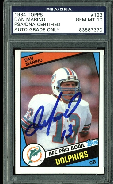 Dan Marino Signed 1984 Topps Rookie Card #123 (PSA/DNA Graded GEM MINT 10!)