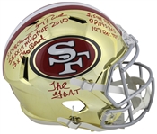 Jerry Rice Impressive Signed 49ers Full Sized Chrome Helmet w/ 8 Handwritten Career Stats! (Beckett/BAS)