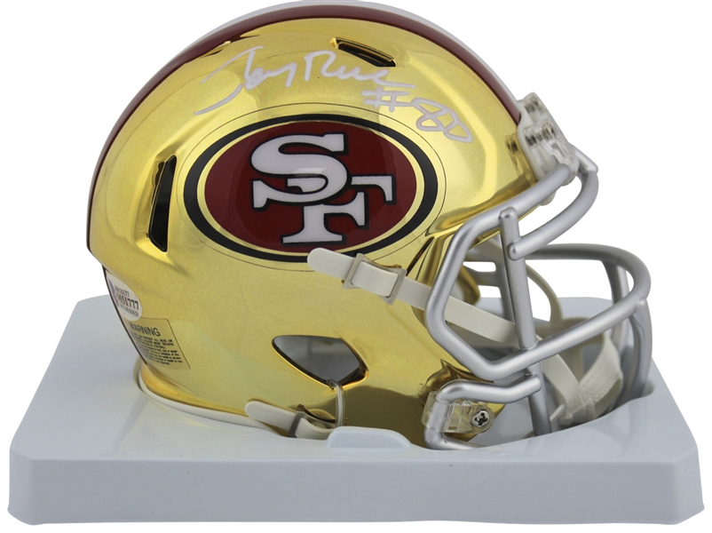 Jerry Rice Signed Chrome Speed-Style 49ers Mini Helmet (BAS/Beckett)