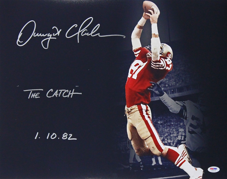 49ers: Dwight Clark Signed 16" x 20" "The Catch 1.10.82" Photo (PSA/DNA ITP)