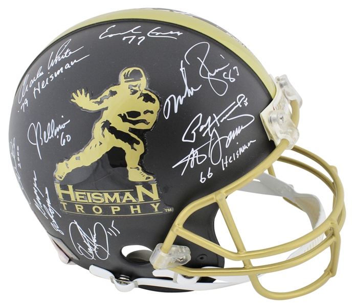 Heisman Trophy Winners Multi-Signed Full-Sized PROLINE Helmet w/ 12 Signatures (Beckett/BAS)