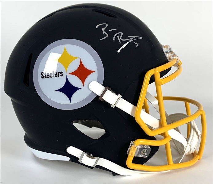 Ben Roethlisberger Signed Pittsburgh Steelers Full Sized Flat Black Finish Speed Model Helmet (Beckett/BAS)