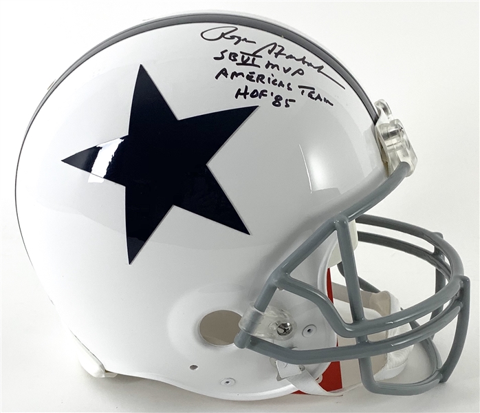 Roger Staubach Signed Dallas Cowboys 1960-63 Throwback PROLINE Model Helmet with 3 Handwritten Stats! (Beckett/BAS)