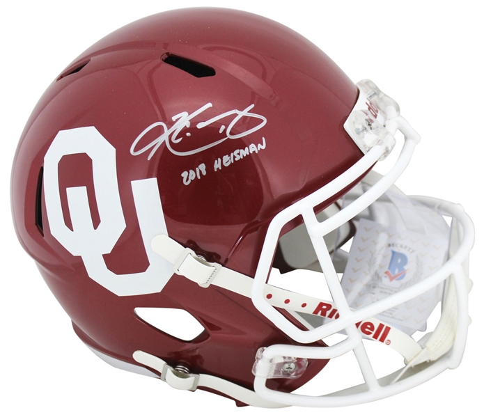 Kyler Murray Signed Riddell Oklahoma Full Size Replica Speed Model Helmet with "18 Heisman" Inscription (Beckett/BAS)